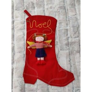 House of Hatten Western Red Cowgirl Boot Christmas Stocking Cotton Cowboy